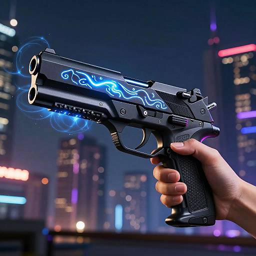 Futuristic Neon Rune Pistol