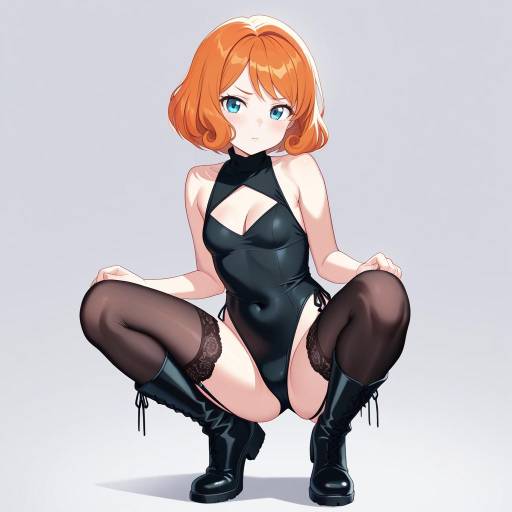 Curious Petite Woman in Stylish Attire Curious Petite Woman in Stylish Attire