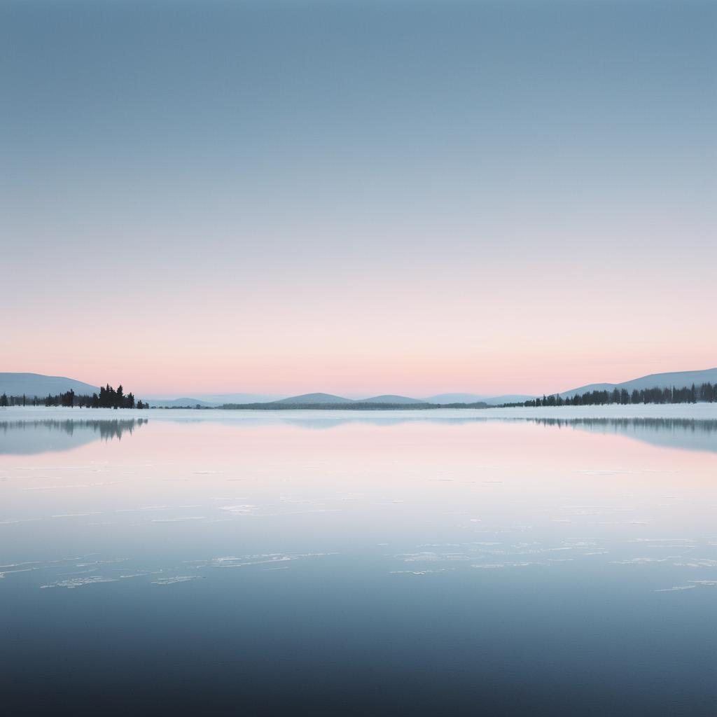 Ethereal Snowy Plateau with Tranquil Lake