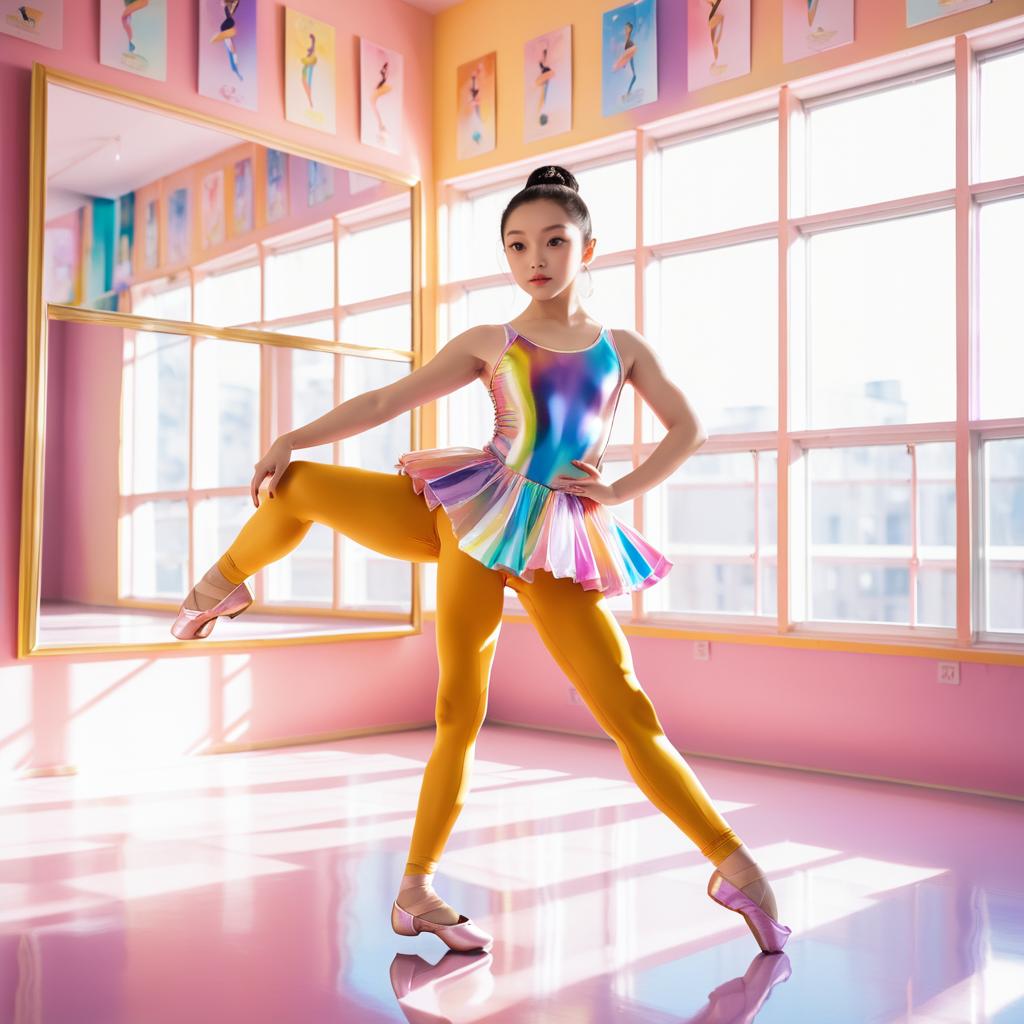 Aspiring Dancer in a Sunlit Studio