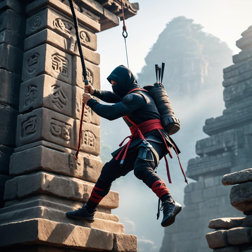 Ninja Warrior Scaling Ancient Temple Ruins