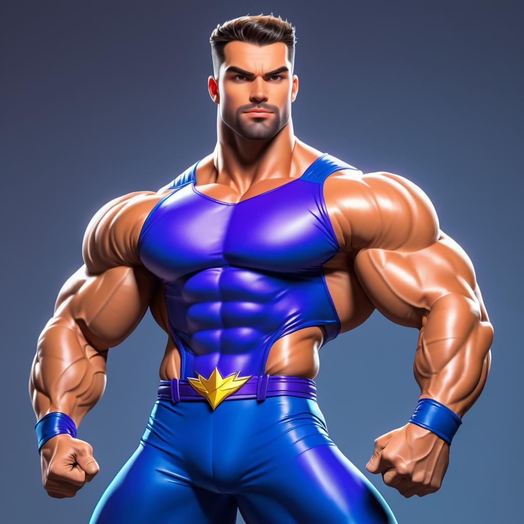 Heroic Cartoon Muscle Man Pose