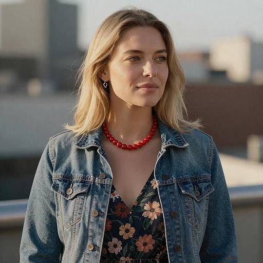 Blonde Woman in Floral Dress Portrait