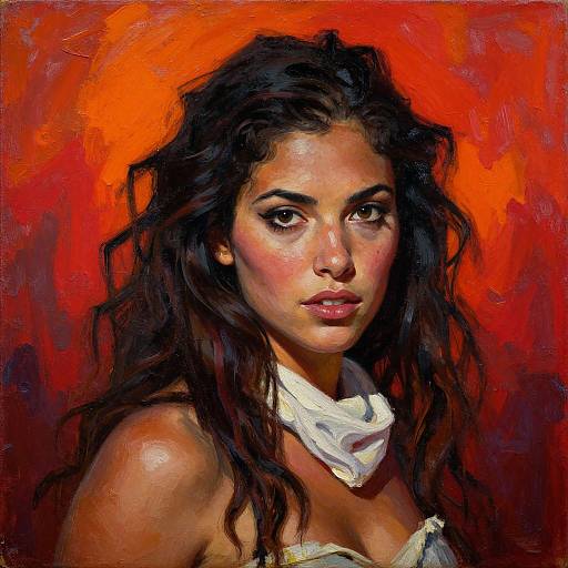 Dramatic Caribbean Woman Oil Portrait