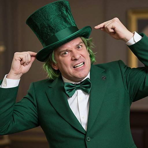 Madman in Green Hat and Suit