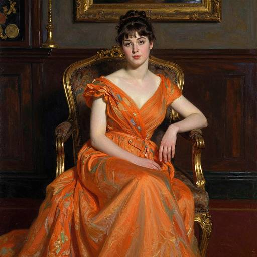 Elegant Woman in Orange Gown