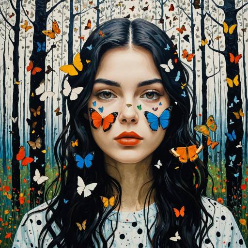 Surreal Portrait of Woman with Butterflies Surreal Portrait of Woman with Butterflies