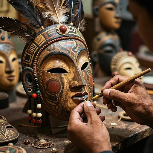 Daftari Artisan Crafting Traditional Masks