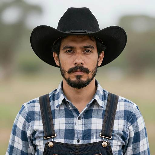 Man in Gardener Costume with Cowboy Hat
