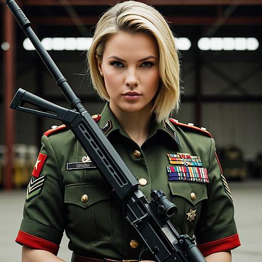 Photorealistic Adult Soldier in Green Uniform