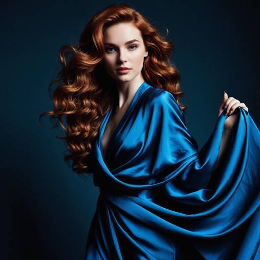 Glamorous Woman in Blue Silk