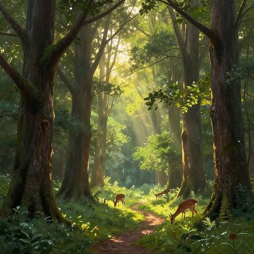 Magical Morning Forest Scene