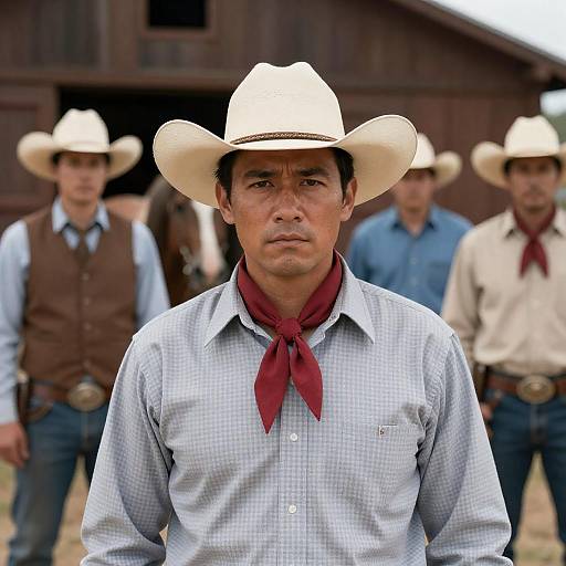 Western Scene with Cowboy and Horses