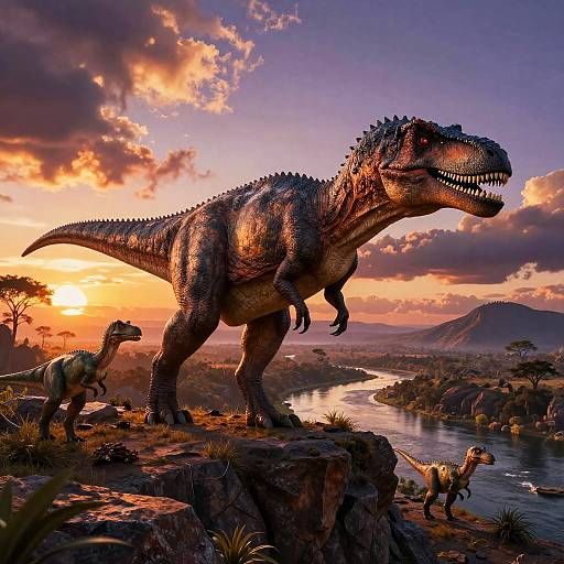 Giganotosaurus Dominates Prehistoric Cliff