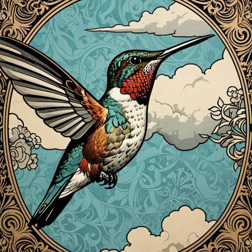 Elegant Hummingbird Wallpaper Art Fusion