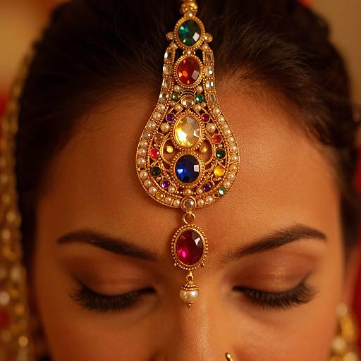 Glowing Matha with Intricate Gold Designs