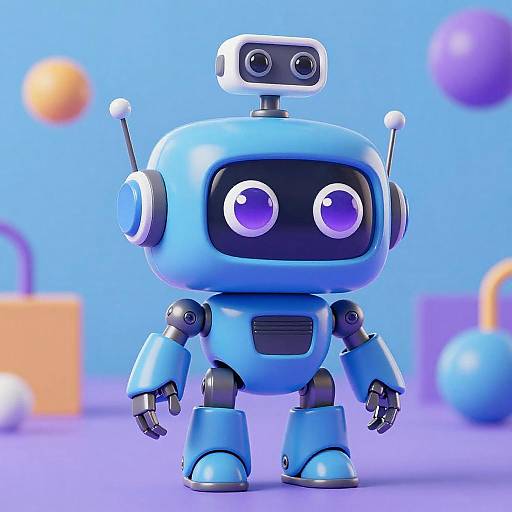 Playful Cartoon Robot in 3D Illustration