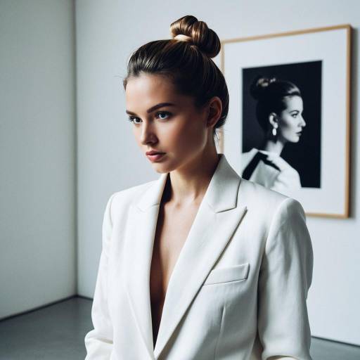 Fashion Model with Low Bun in White Blazer Fashion Model with Low Bun in White Blazer