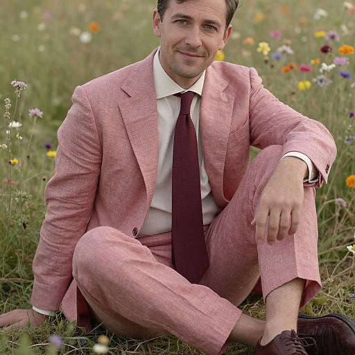 Man in Dusty Rose Linen Suit