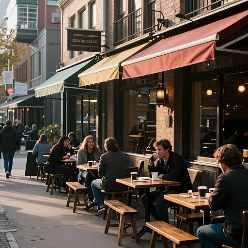 Rustic Cafe on Bustling City Street