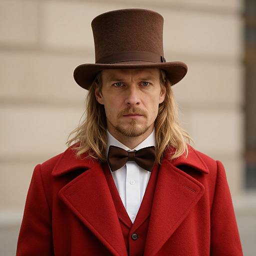 Man with Blonde Hair in Red Coat