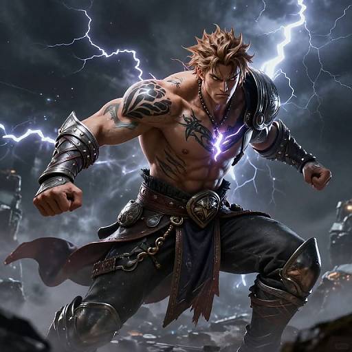 Fantasy Warrior with Glowing Tattoos