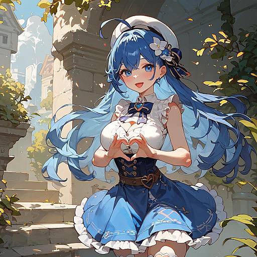 LamyBase Blue-Haired Girl Heart Hands