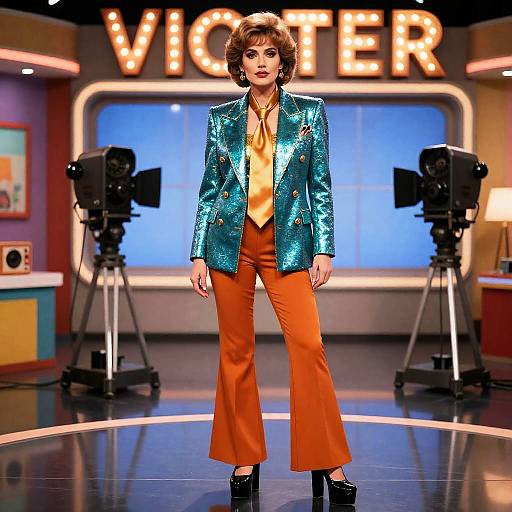 70s Retro TV Game Show Host in Glittering Blazer