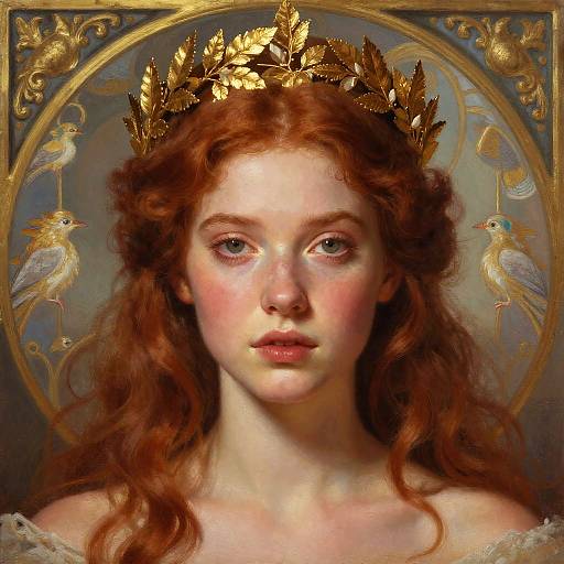 Elegant Pastel Portrait of Redhead Woman