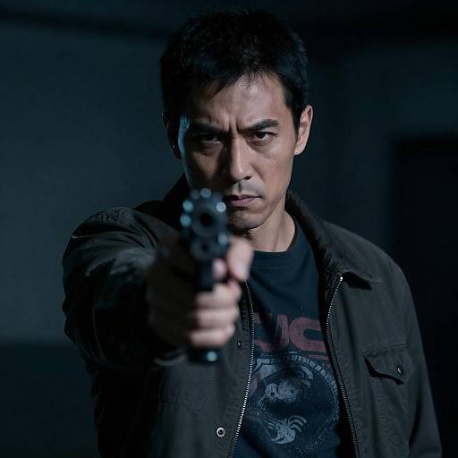 Serious Man Pointing Gun