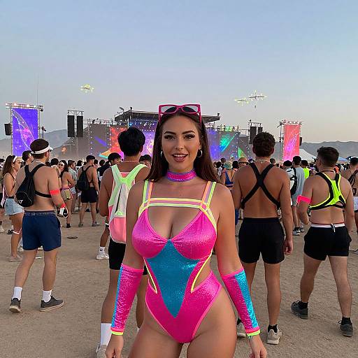 Vibrant Neon Rave Festival Friends