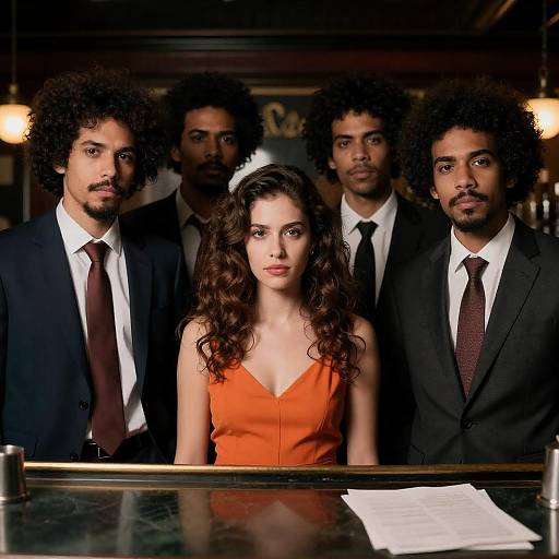 Intense Gathering in a Dimly Lit Bar