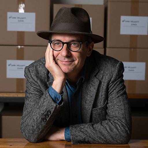 Thoughtful Man in Fedora at Table