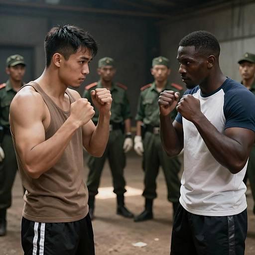 Intense Boxing Match in Industrial Setting