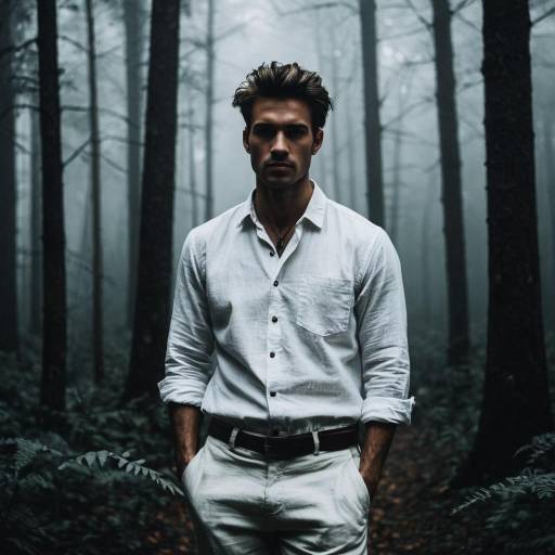Gothic Forest Scene with Stylish Man