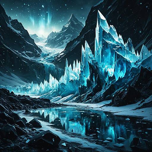 Crystal Glacier with Iridescent Ice Formations