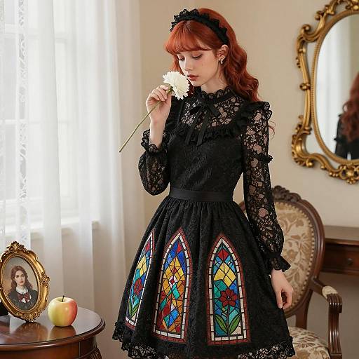 Elegant Young Woman in Vintage Room