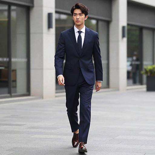 Stylish Young Man in Navy Suit