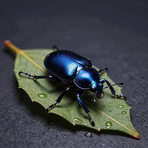 Hyper-Realistic Glossy Blue Beetle
