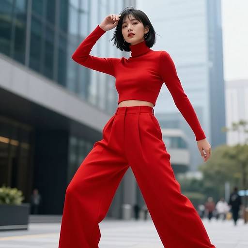 Bold Red Highneck Streetwear OOTD