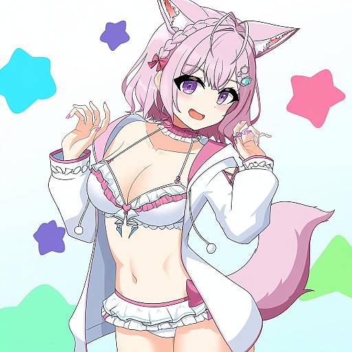 Illustration of Hakui koyori (summer), hololive in the style of Urushi