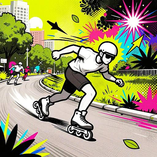 Kinetic Urban Roller Skater Mural