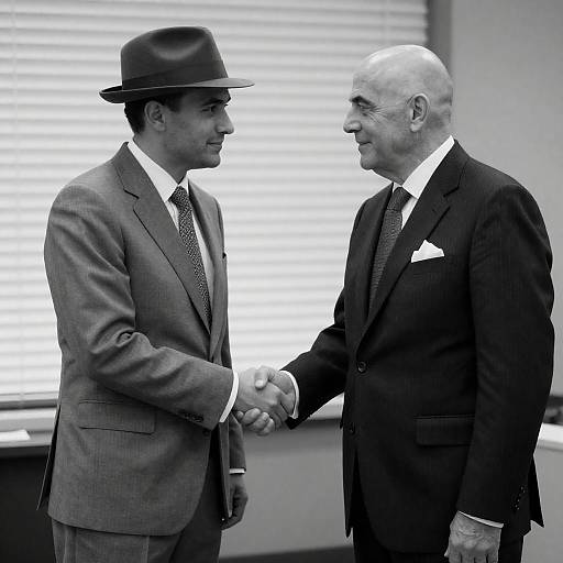 Black-and-White Formal Handshake