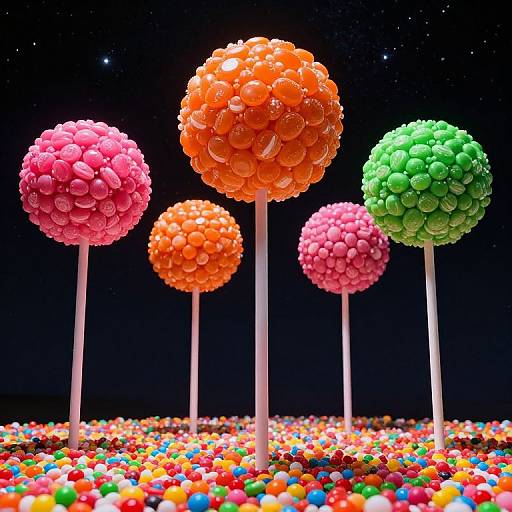 Candy Fantasy Forest Under Starry Sky