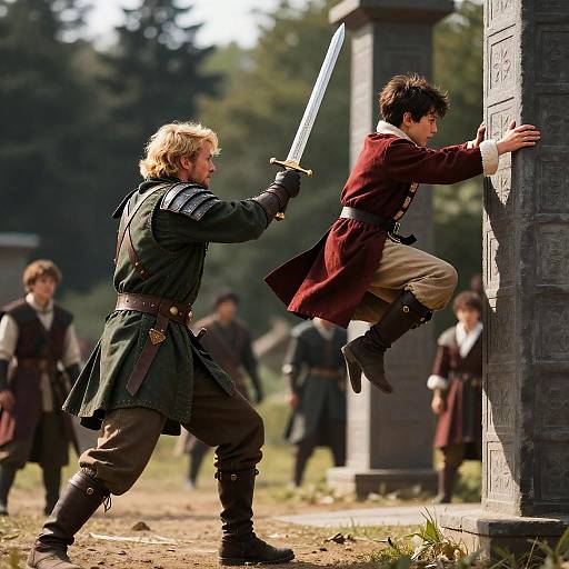 Vibrant Action Scene in a Forest