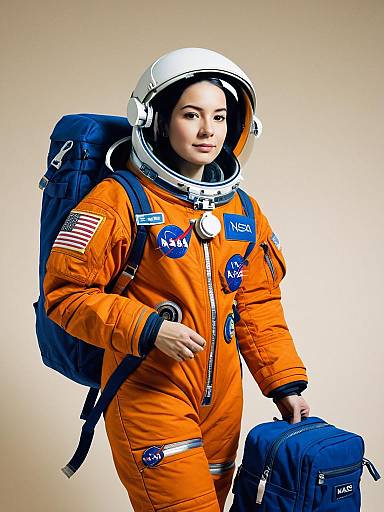 Woman in Orange NASA Space Suit