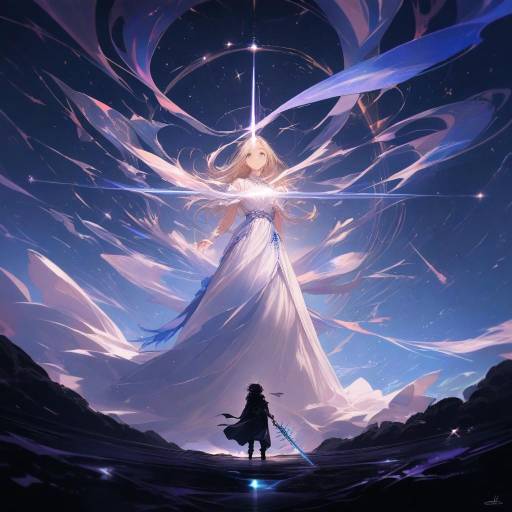 Epic Anime Girl on a Magical Platform