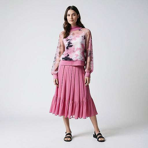 Casual Contemporary Woman in Pink Outfit