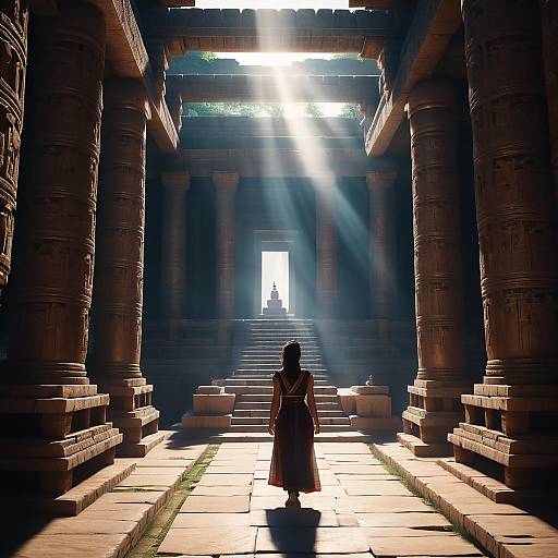 Cinematic Woman in an Ancient Temple