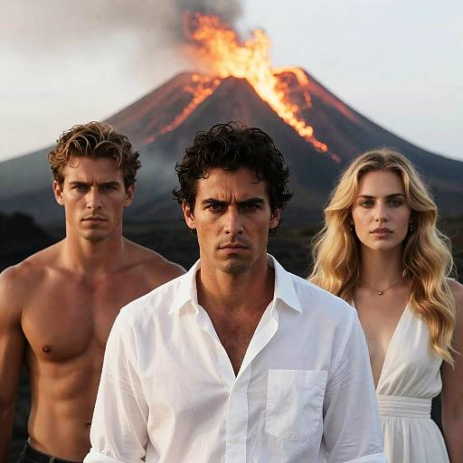 Dramatic Portraits Against Volcanic Eruption